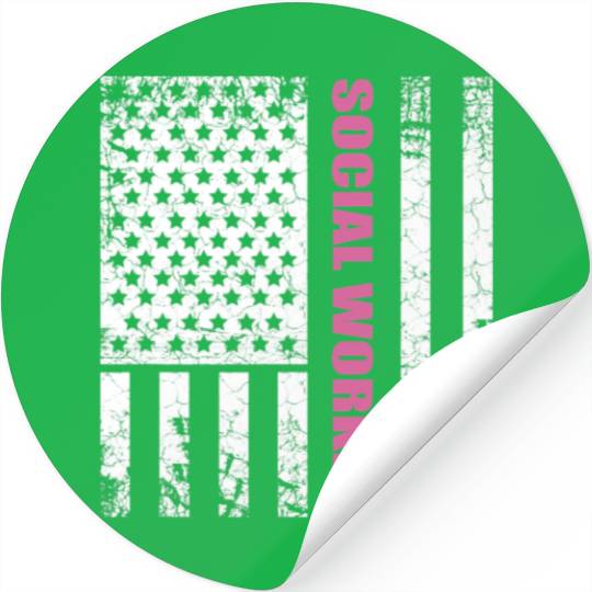 Social Worker US Flag USA Stars and Stripes Stickers