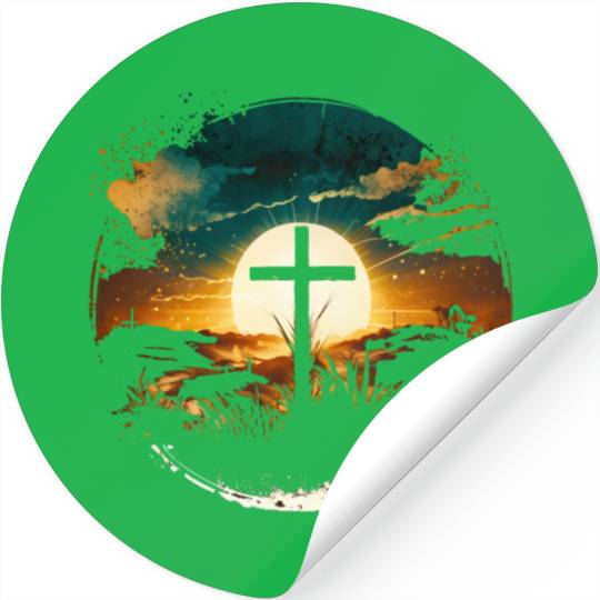 Jesus Cross Painting Stickers