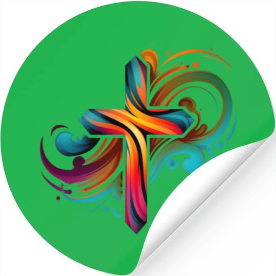 Jesus Cross Painting Stickers