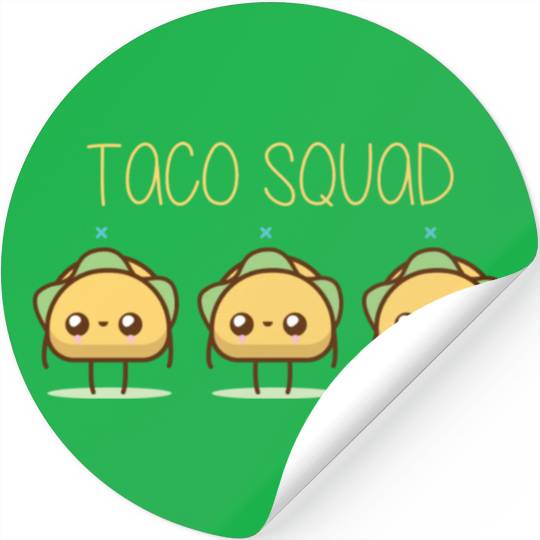 Taco Squad Cartoon Tacos Funny Cute Taco Lover Stickers