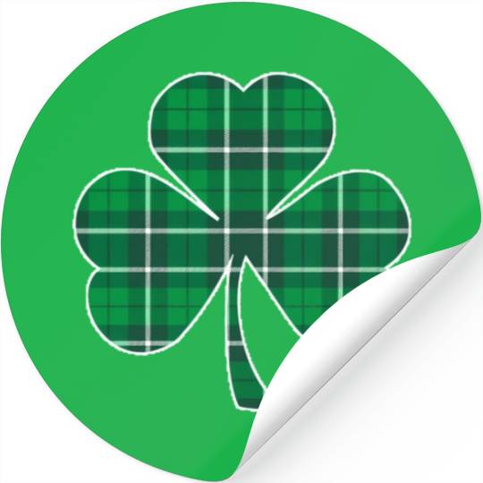 St Patric Day Irish Green Buffalo Plaid Shamrock Stickers