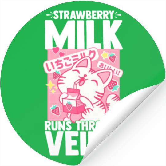 Strawberry Milk Shake Korean Vegan Japanese Drink Stickers