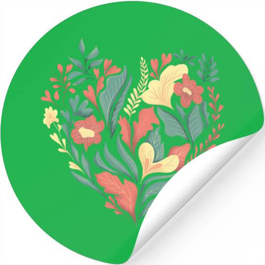 Colorful and Floral Heart Stickers