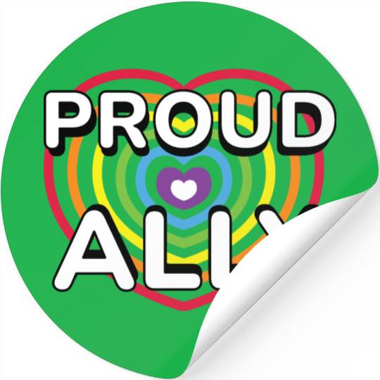 Proud Ally Rainbow Heart LGBTQIA Pride Month v01 Stickers