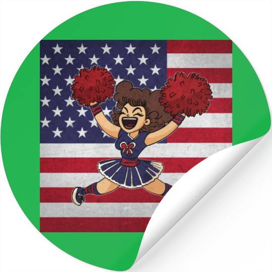 Cheerleading Cheerleader Us Flag Stickers