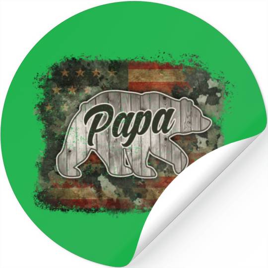 Vintage Papa Bear Fathers Day Stickers