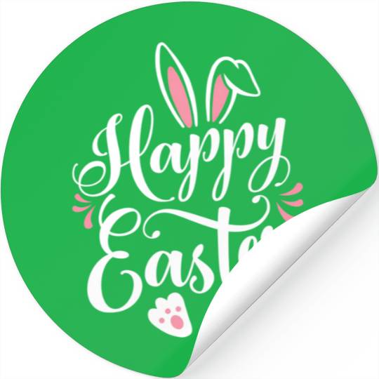 Happy Easter Bunny Rabbit Face Easter Day Stickers