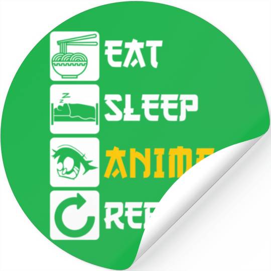 Eat Sleep Anime Repeat Manga Japan Saying Cosplay Stickers