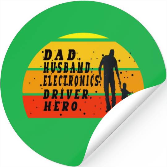 Father's day vintage sunset dad husband hero Stickers