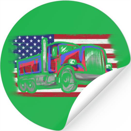 Dump Truck Usa Flag Garbage Trucker Stickers