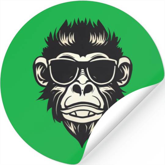 Cool Monkey with Sunglasses - Rock and Roll Design Stickers