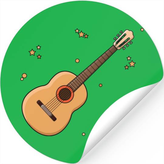 Cute Guitar Player Gift Kids Print Stickers
