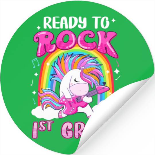 Rocking 1St Grade Electric Guitar Unicorn Rainbow Stickers