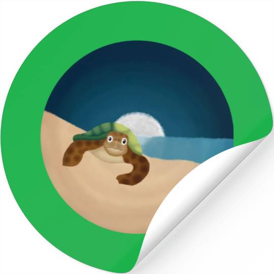Night Serenity: Sea Turtle by the Moon Stickers