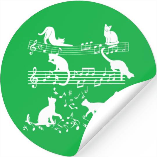 Cute Music Lover Piano Cat Playing On Musical Stickers
