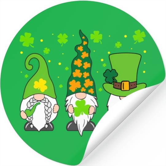 St Patrick'S Day Three Gnomes Shamrock Irish Stickers