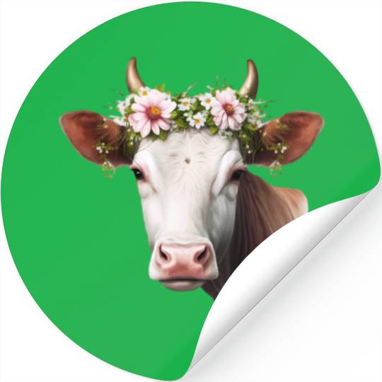 Cow Sunflower Flower Sunshine Wos Stickers