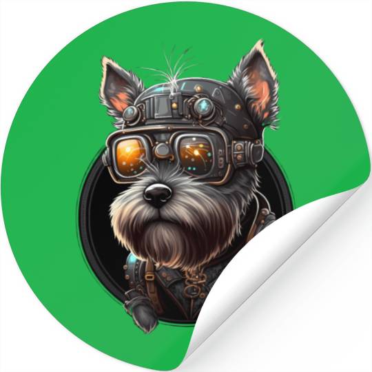 Steampunk Miniature Schnauzer Stickers