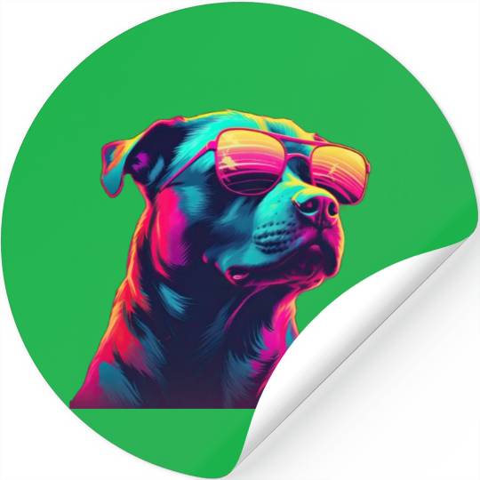 Retro Woof A Dog s Synthwave Adventure Stickers