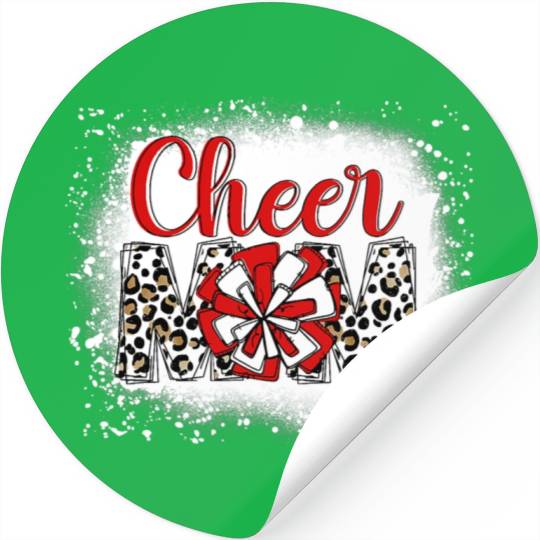 Cheer Mom Leopard Cheerleader Bleached Mother Stickers