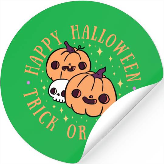 Happy Halloween Trick Or Treat Cute Pumpkin Stickers