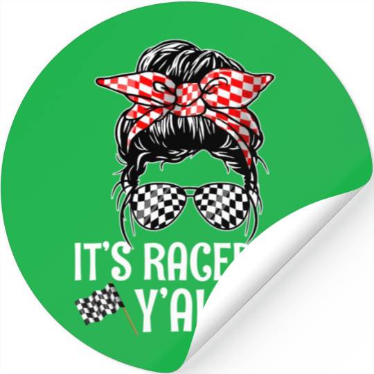 It'S Race Day Y'All Checkered Flag Racing Messy Stickers