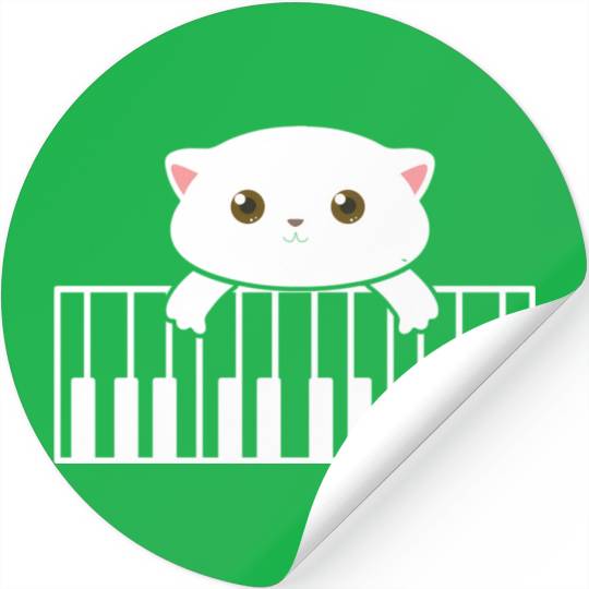 Kitten On Piano Cat Pun Music Wo Stickers