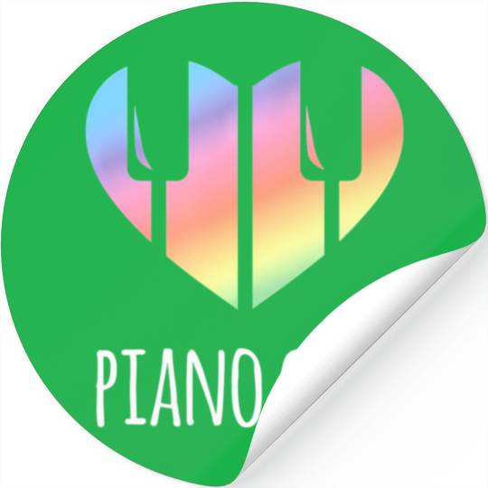 Piano Girl with Rainbow Heart Stickers