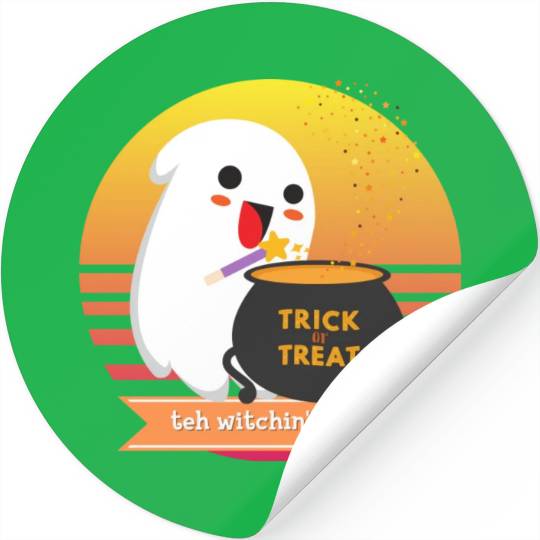 Halloween Cute Ghost Witching Hour Trick Or Treat Stickers