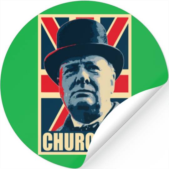 Winston Churhill Union Jack Propaganda Pop Art Stickers