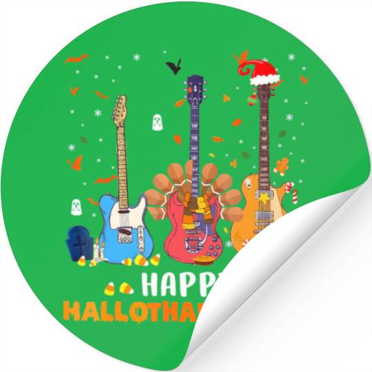 Guitar Happy Hallothanksmas Halloween Stickers