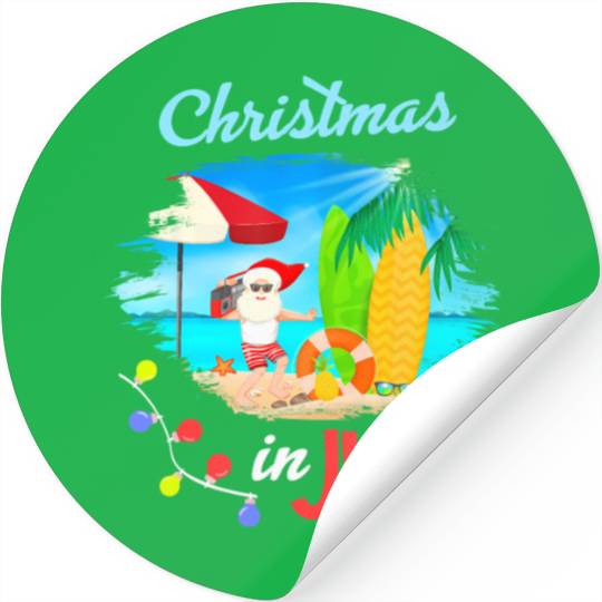 Christmas in July Santa Hawaiian Summer Hawaii Stickers