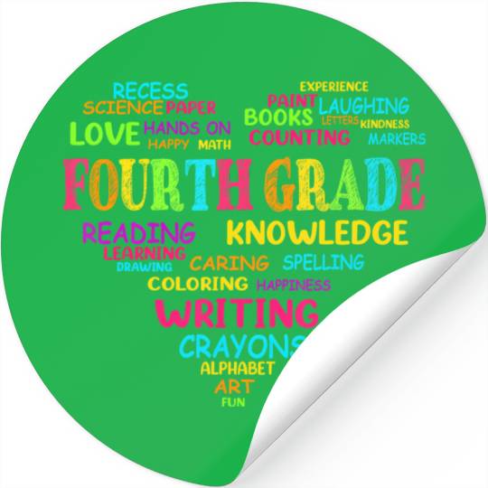 Heart 4th Grade Typography Team Teacher Back To Stickers