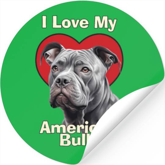I Love My American Bully Puppy Dog Stickers