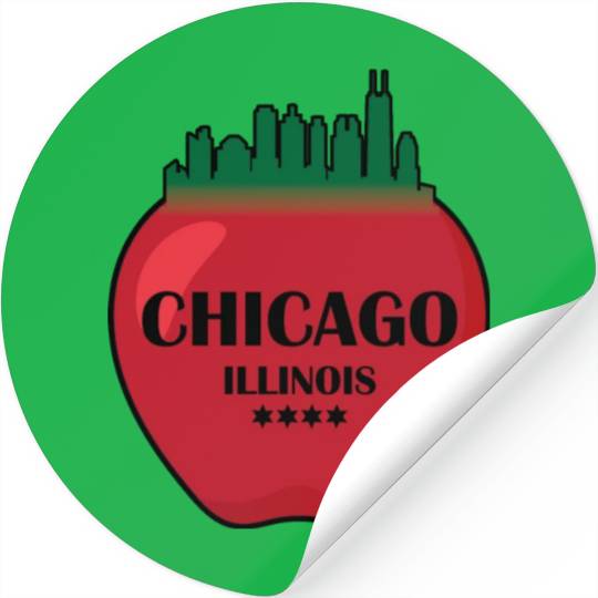 Chicago illinois state city skyline on apple Stickers