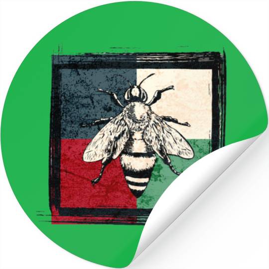 Vintage Bee Insect Colorful Illustration Stickers