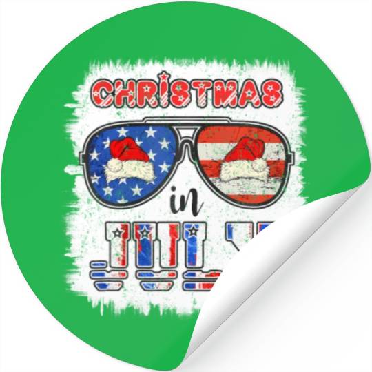 Christmas in July Santa Hat Sunglasses Summer Stickers