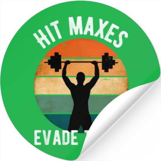 Hit Maxes Evade Taxes Gym Fitness Retro Workout Stickers