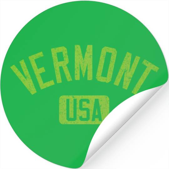 Vermont Usa Arched Text Distressed Lime Green Prin Stickers