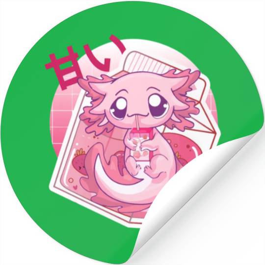 Axolotl Pastel Goth Strawberry Milk Shake Anime Ja Stickers