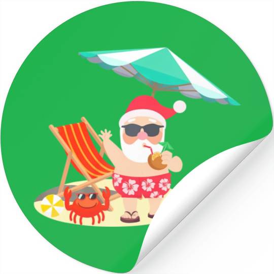 Santa Claus Beach Funny Summer Christmas In July Stickers