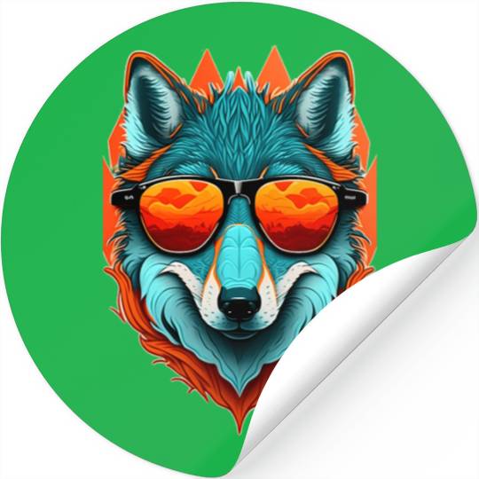 Animals - Wolf Wearing Sunglasses Stickers