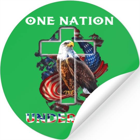 One Nation Under God Jesus Usa Cross Bald Eagle Stickers