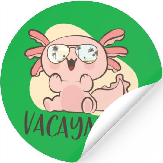 Funny Axolotl Lover Pun Vacayalotl Cute Beach Stickers
