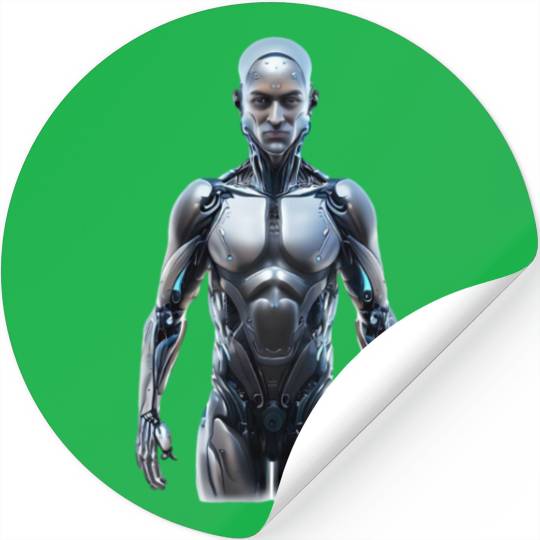 Futuristic robot with AI Stickers