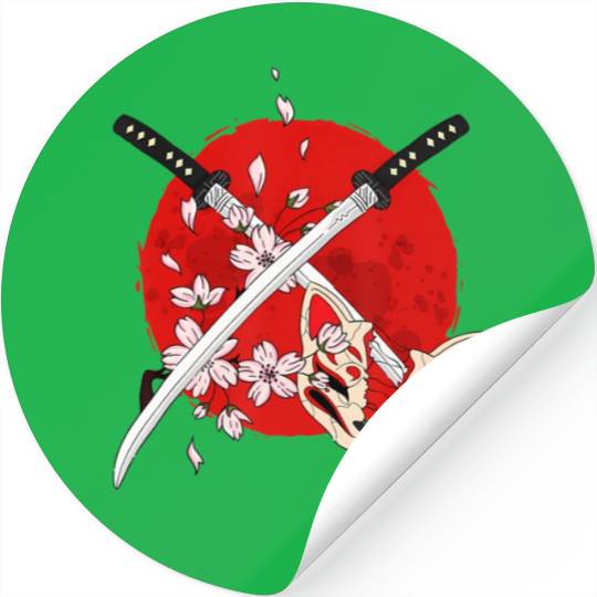 Ancient Japanese Cherry Blossom Samurai Katana Swo Stickers