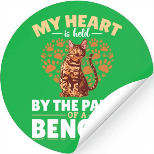 Heart Belongs To Bengal Cat Gift Velvet Paw Stickers