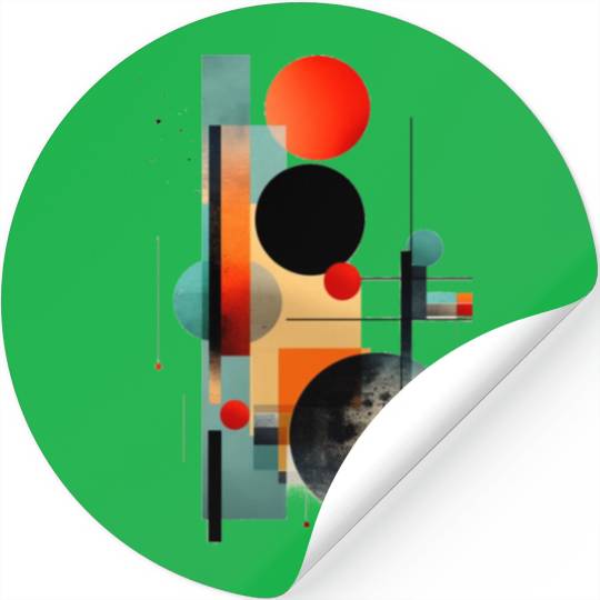 Abstract Circles and Squares Stickers