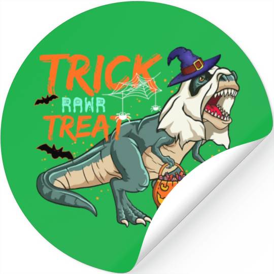 Trick Or Treat Saurus With Pumpkin Halloween Stickers