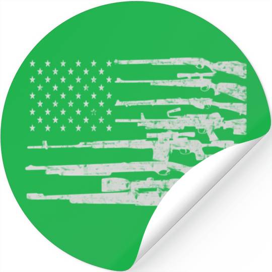 Big American Flag With Machine Guns 2A Flag Stickers